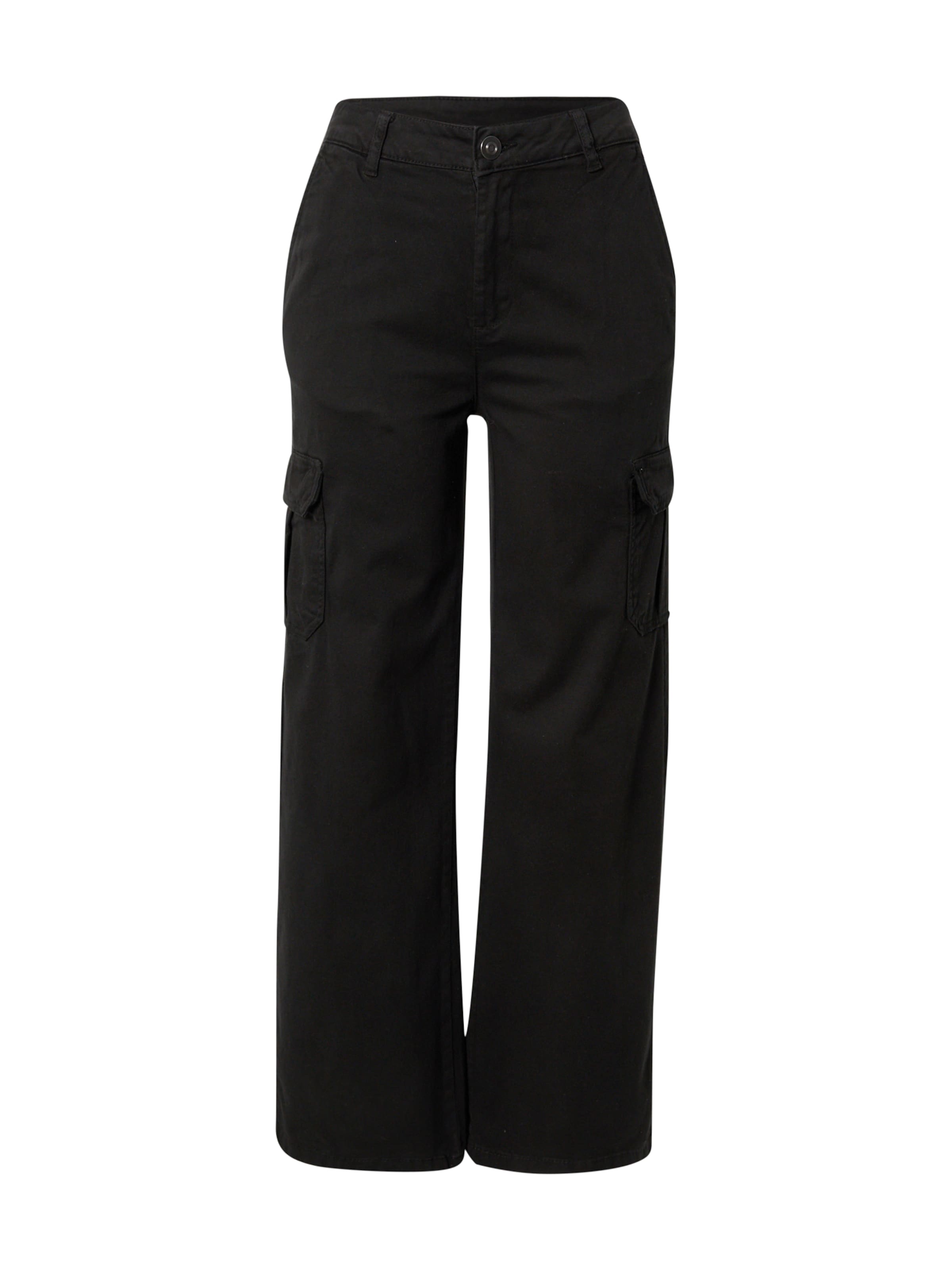Urban Classics Wide leg Cargo trousers in Black: front