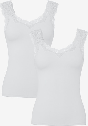 PIECES Top 'Pieces Dames Top Kant PCBARBERA LACE 2-Pack Effen' in Wit: voorkant