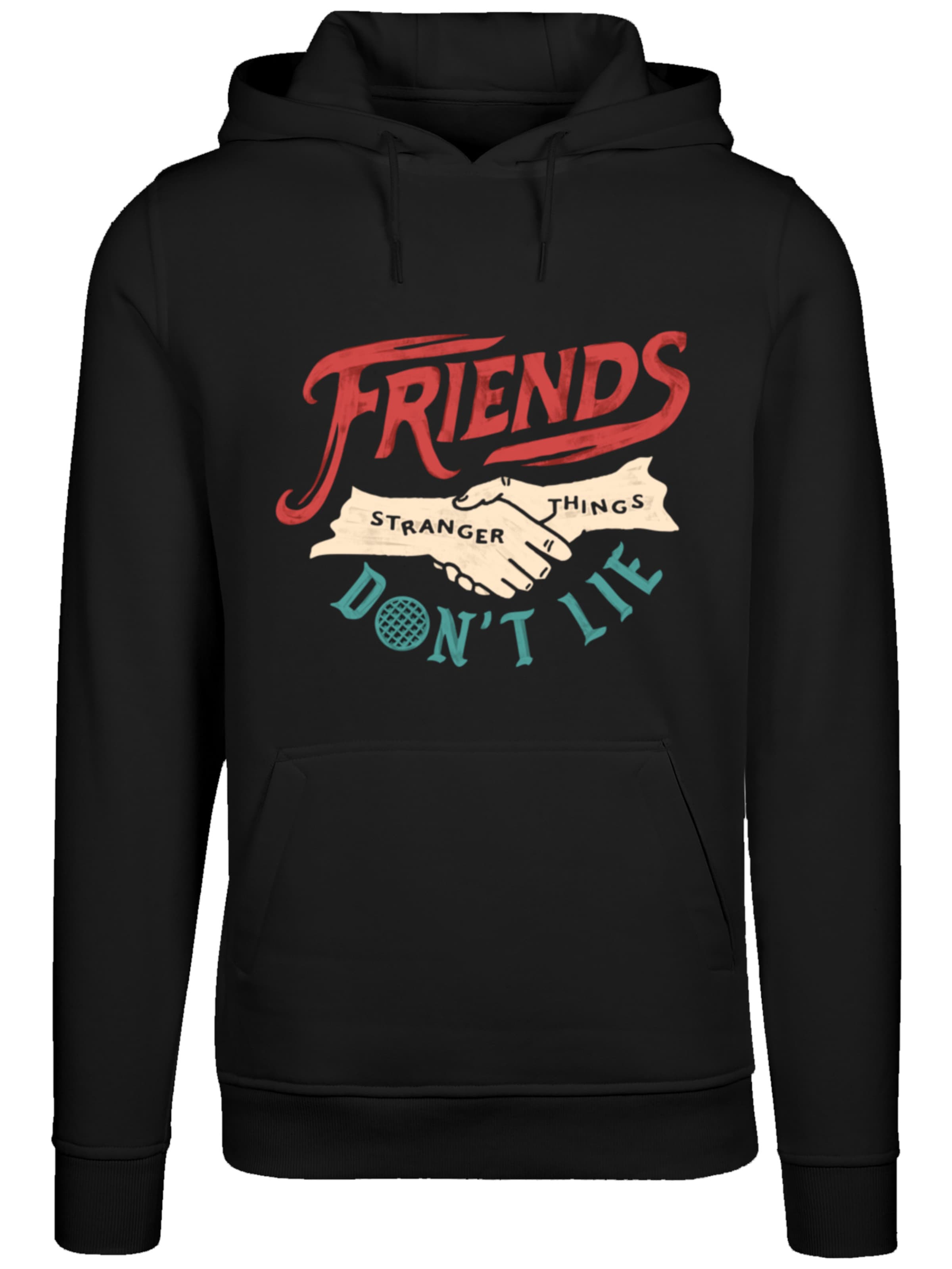 F4NT4STIC Sweatshirt 'Stranger Things Friends Dont Lie Netflix TV Series' in Zwart: voorkant