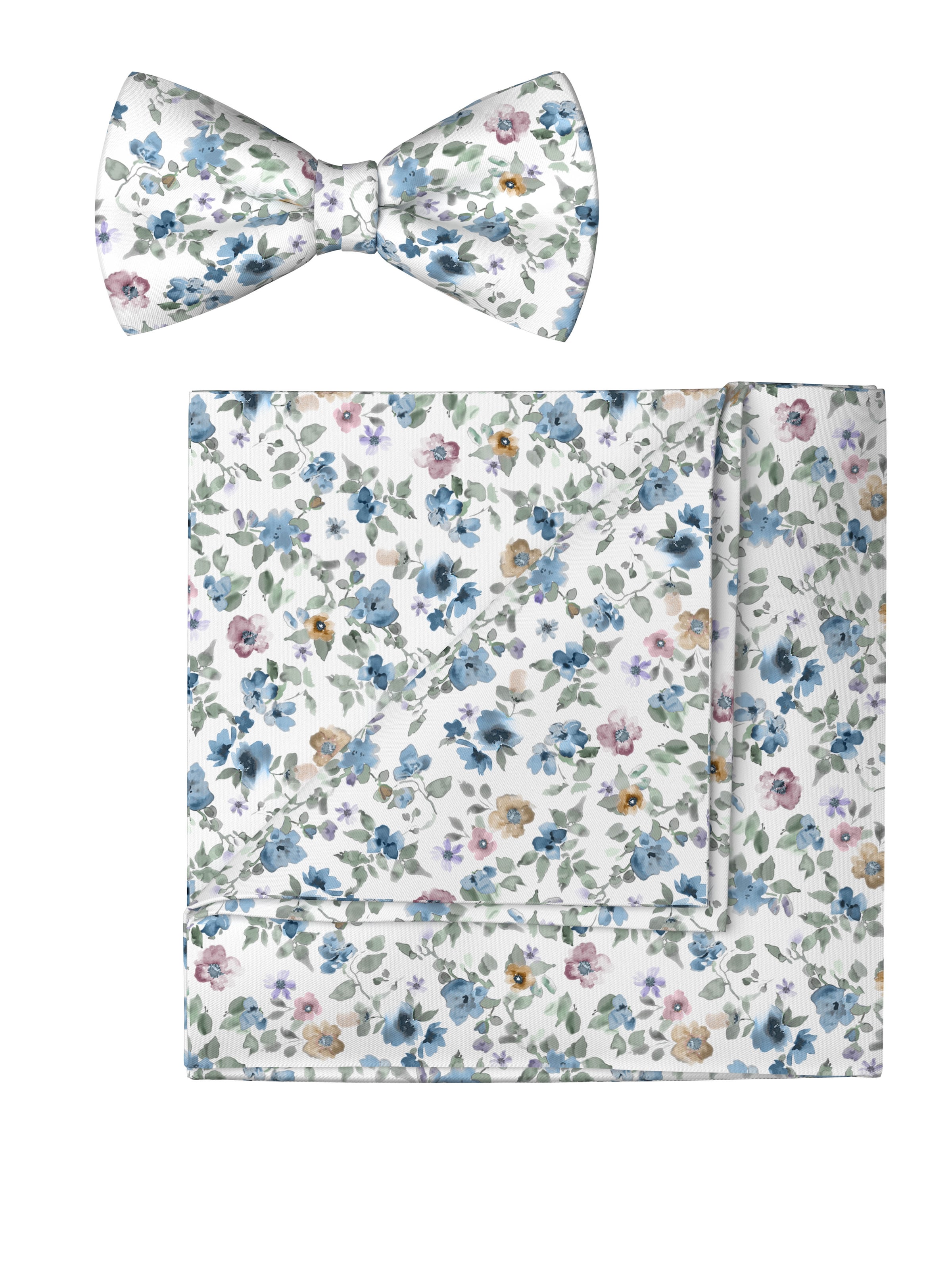 OLYMP Set: 'Fliege und Tuch' in dunkelblau / dunkelgrün / pink / weiß, Produktansicht