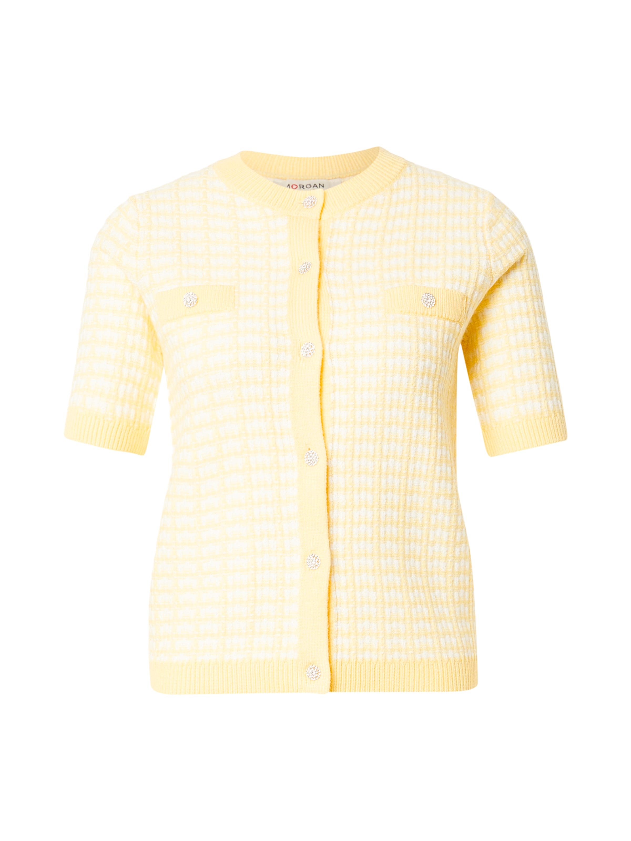 Morgan Πλεκτή ζακέτα '251-MORESA' σε ανοικτό κίτρινο / λευκό, Άποψη προϊόντος