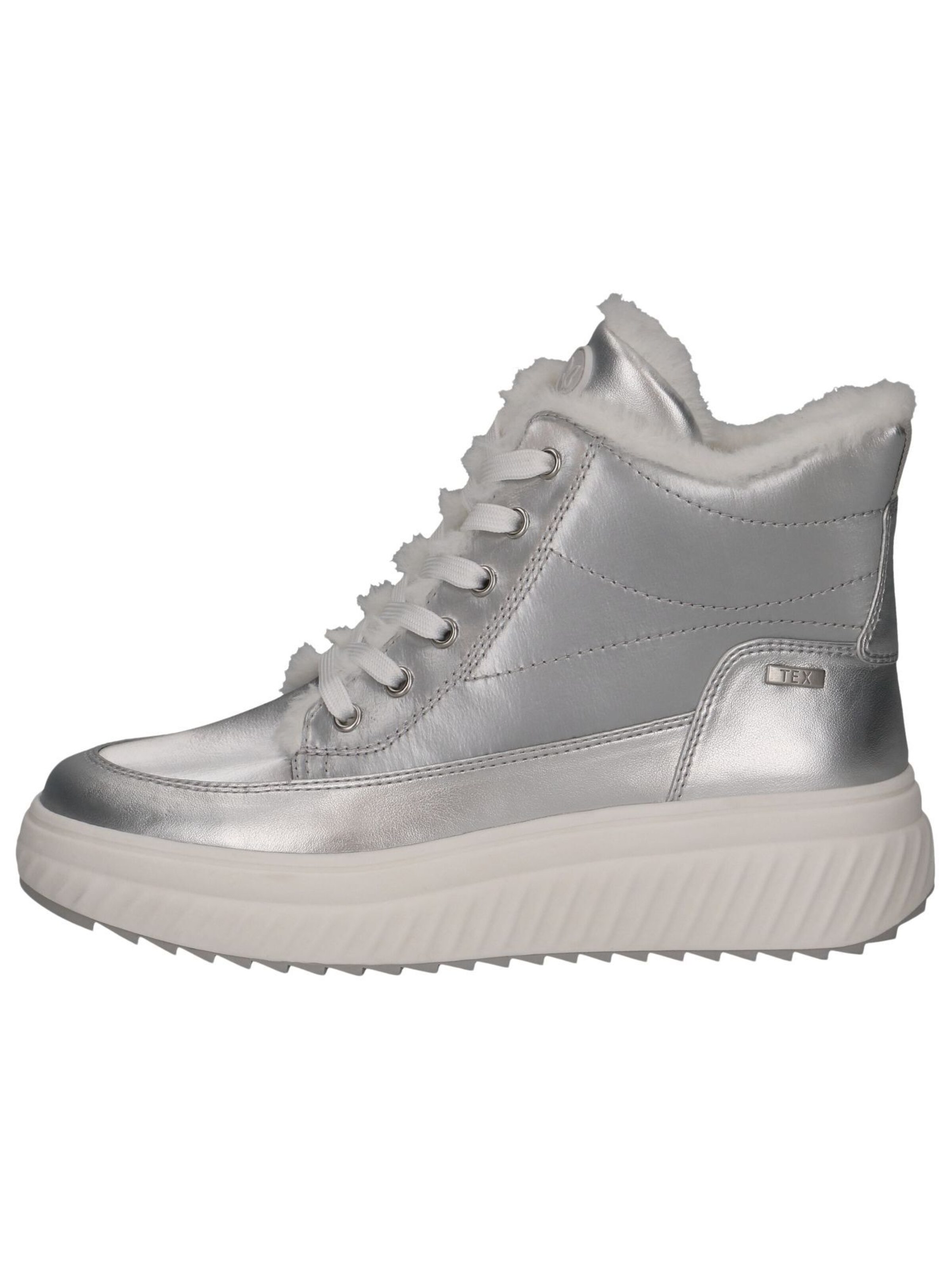 CAPRICE Lace-Up Ankle Boots in Silver