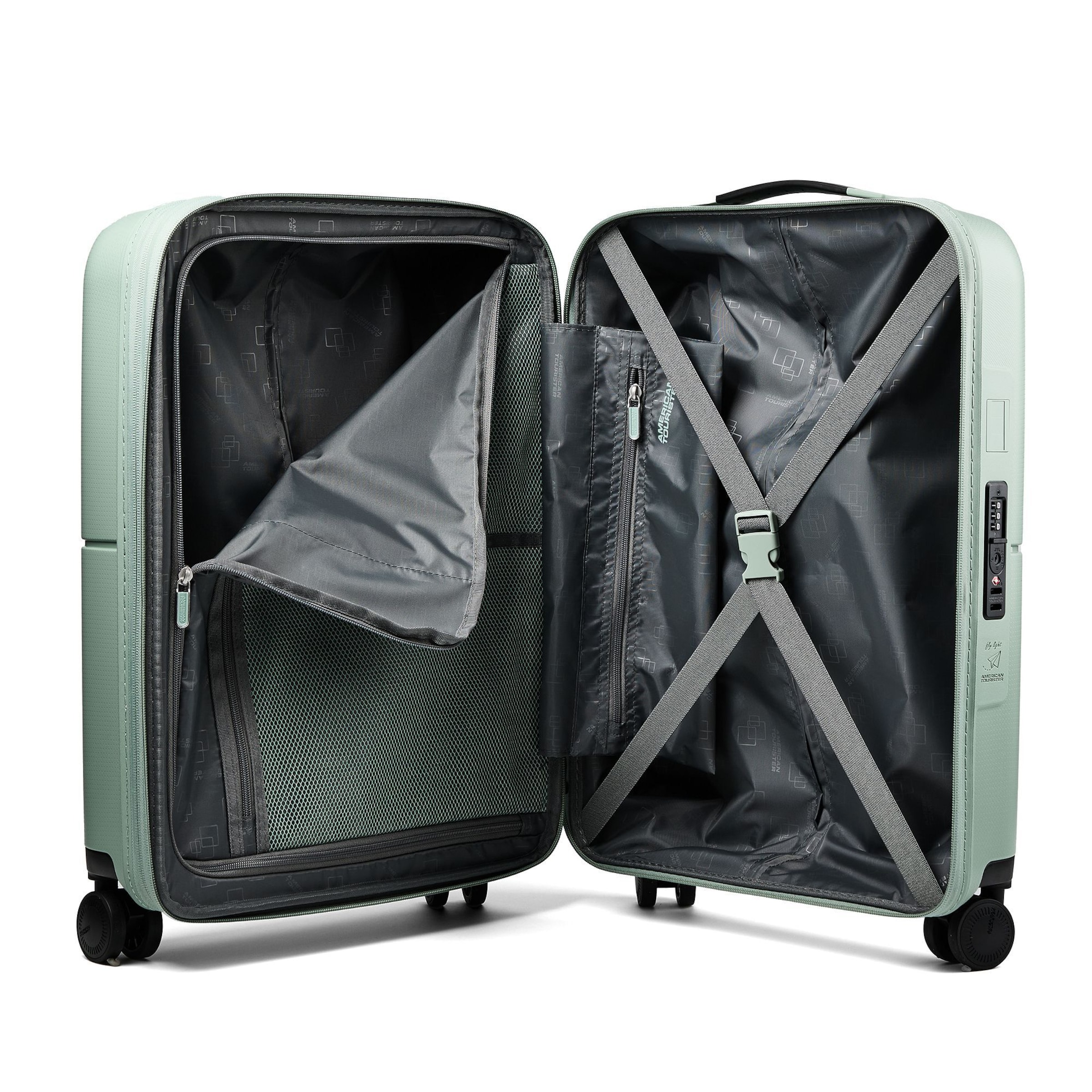 Valisette ' Dashpop Spinner 55 EXP ' American Tourister en vert