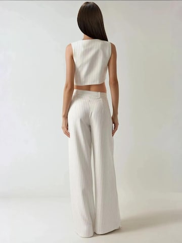 Hiccup Wide leg Pleat-Front Pants in White