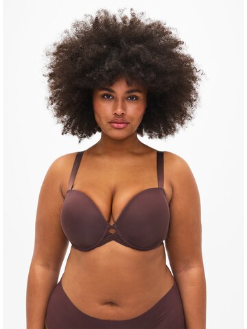 Devoted by Zizzi Push-up Bra 'Ldebbie' in Brown: front