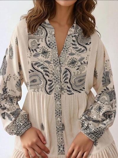 Hiccup Vestidos camiseiros em antracite / branco lã, Vista do artigo