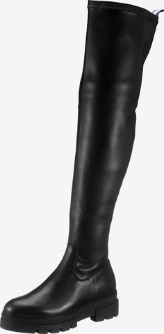 TOMMY HILFIGER Over the Knee Boots in Black: front