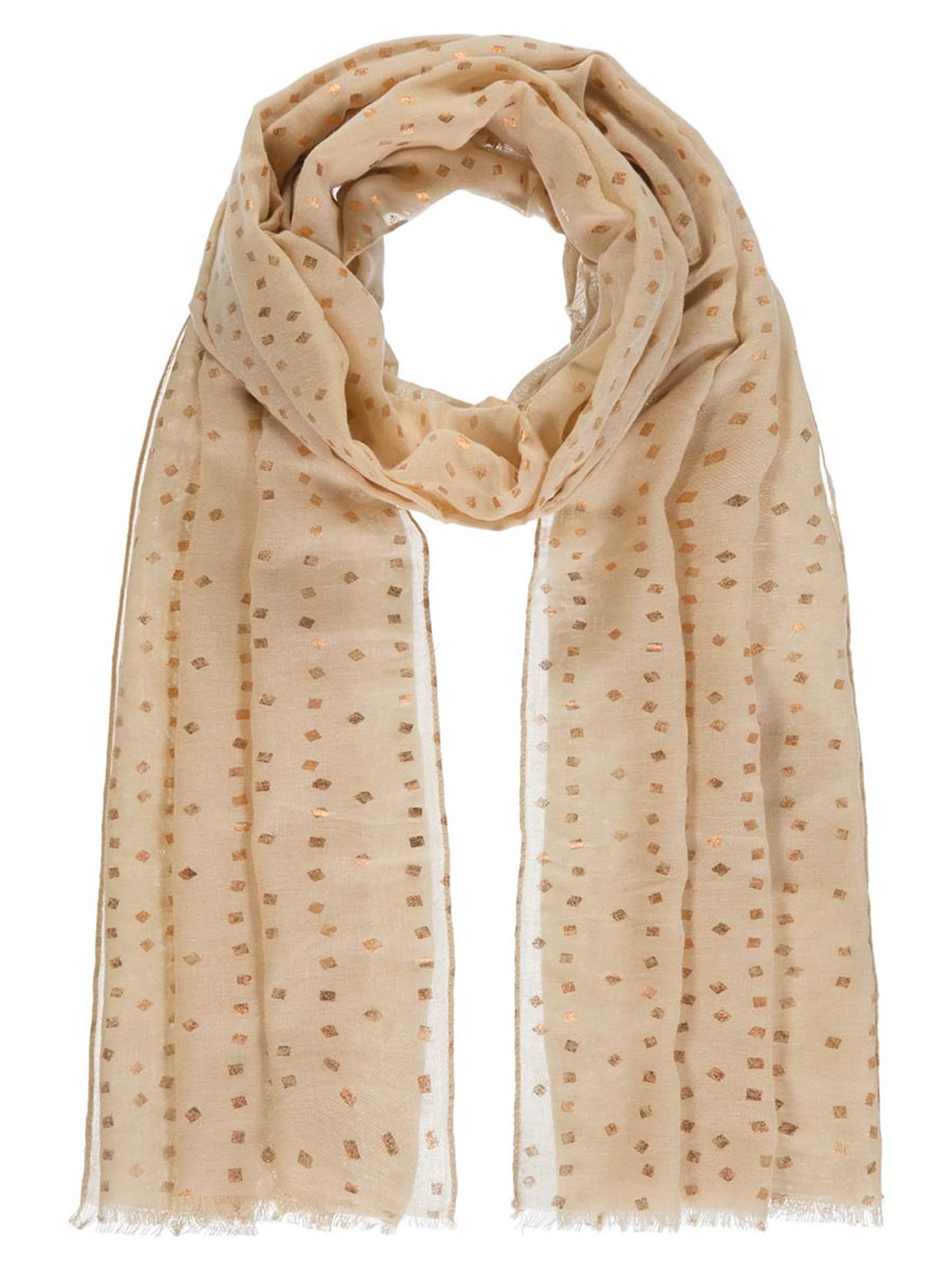 Passigatti Wrap 'Schal Folienprint mit Diamanten' in Beige: front