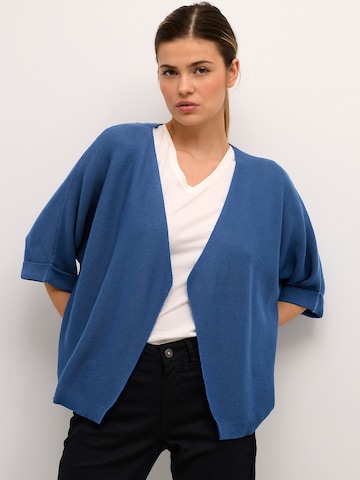 Cream Knit Cardigan in Blue: front