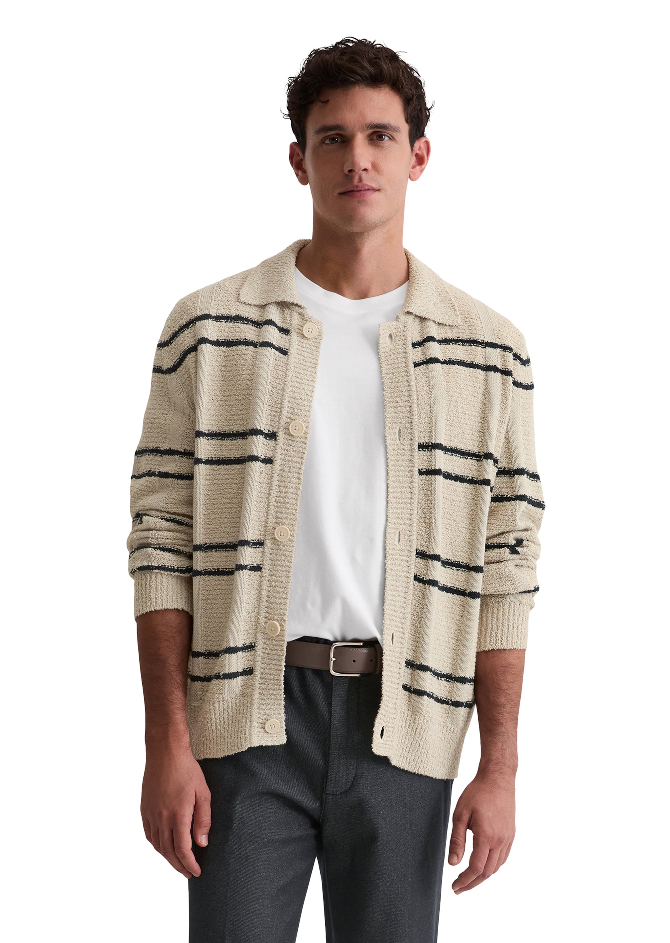 Marc O'Polo Gebreid vest in Beige: voorkant
