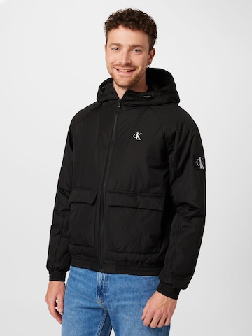 Calvin Klein Jeans Демисезонная куртка 'Harrington' в Черный: спереди