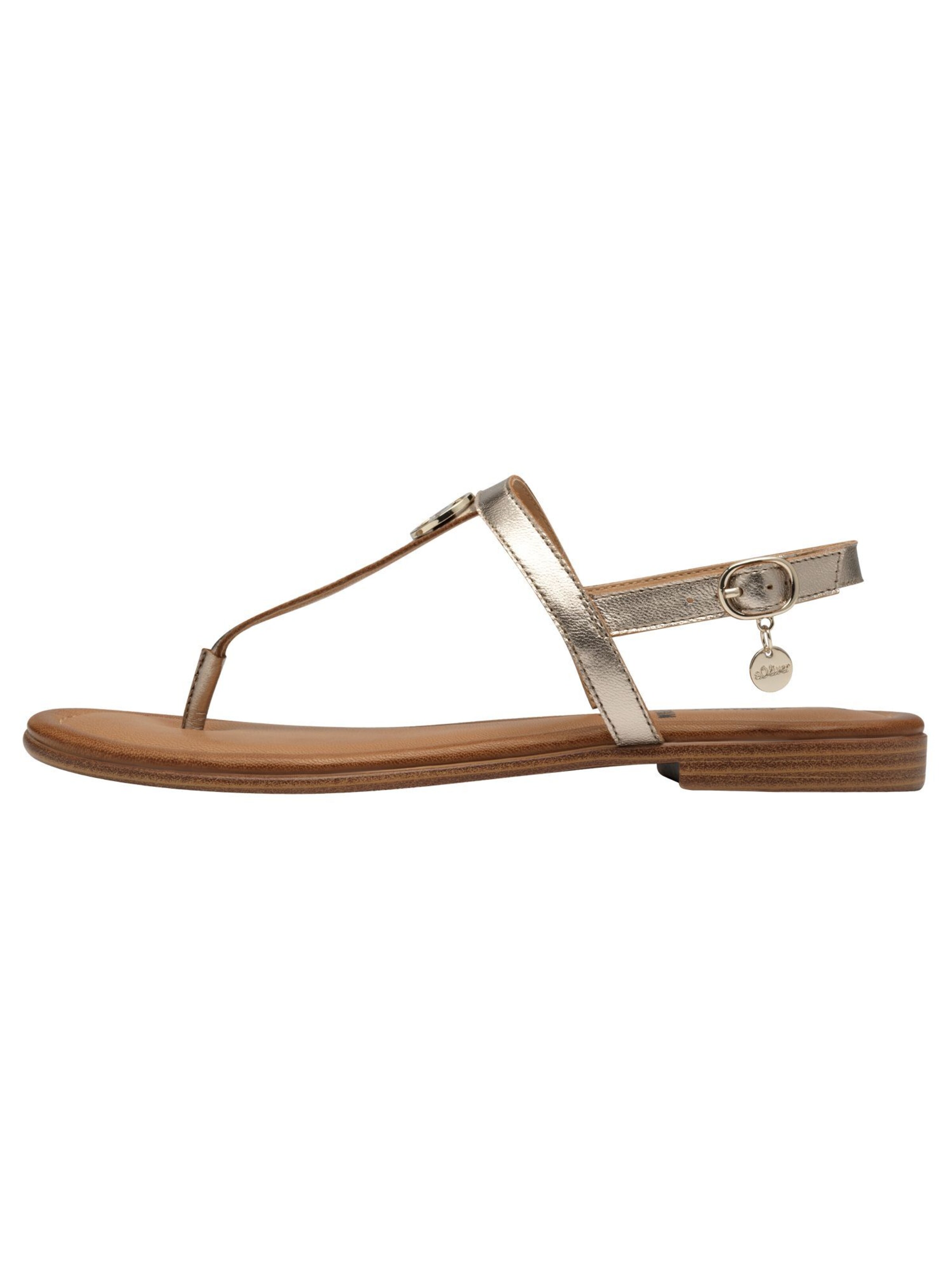 s.Oliver T-Bar Sandals in Gold