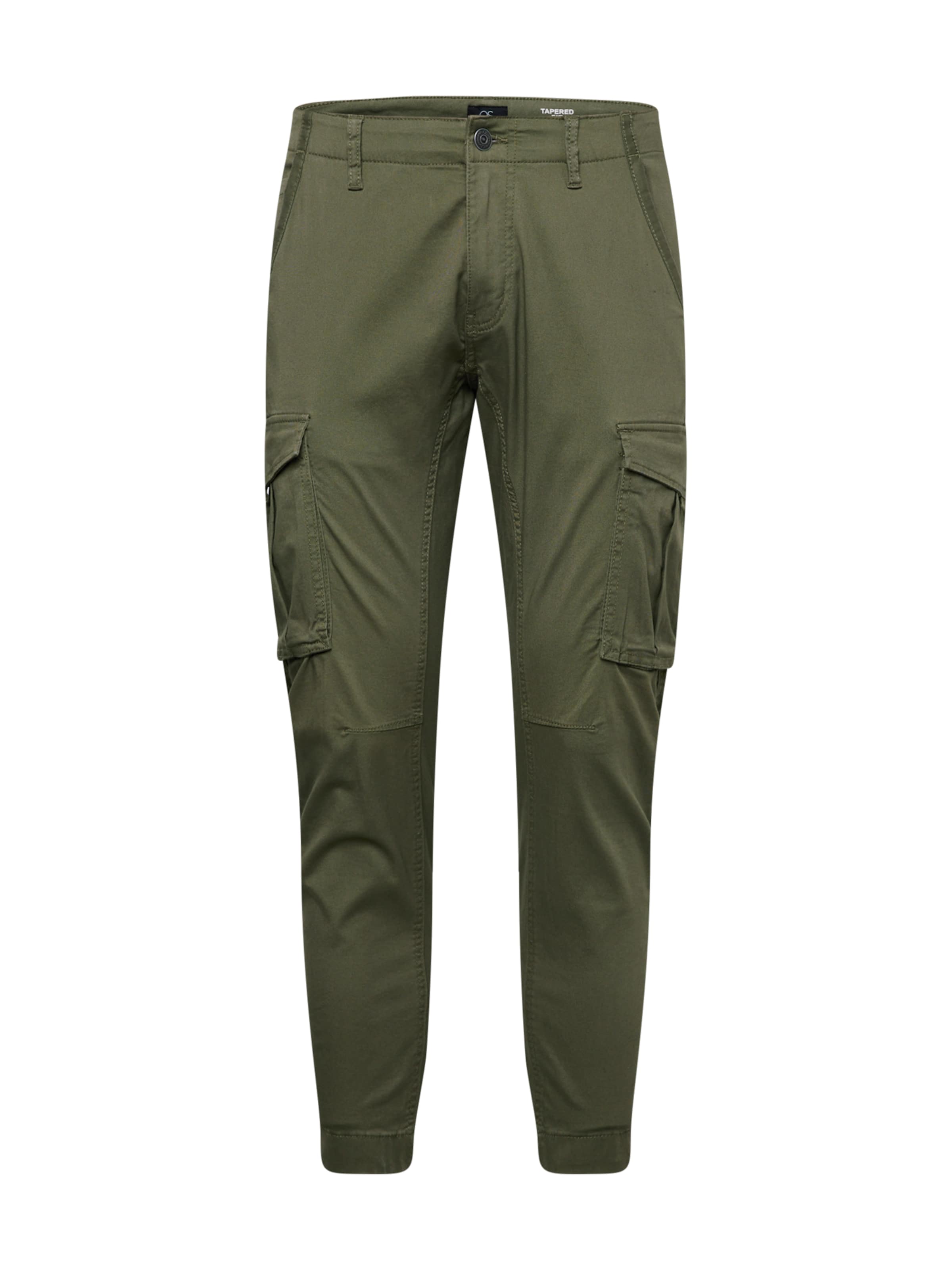 QS Tapered Cargobroek in Groen: voorkant
