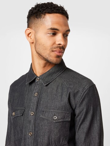 ABOUT YOU Regular fit Button Up Shirt 'Devin' in Black