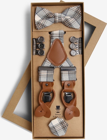 Prince BOWTIE Set: Fliege, Hosenträgern und Einstecktuch in Beige: predná strana