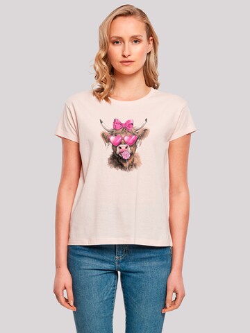 T-shirt 'Highland Cow Valentinstag Sonnenbrille' F4NT4STIC en rose : devant