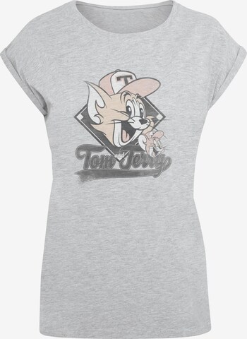 ABSOLUTE CULT Shirt 'Tom And Jerry - Baseball Caps' in Grijs: voorkant