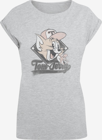 ABSOLUTE CULT Shirt 'Tom And Jerry - Baseball Caps' in Grijs: voorkant