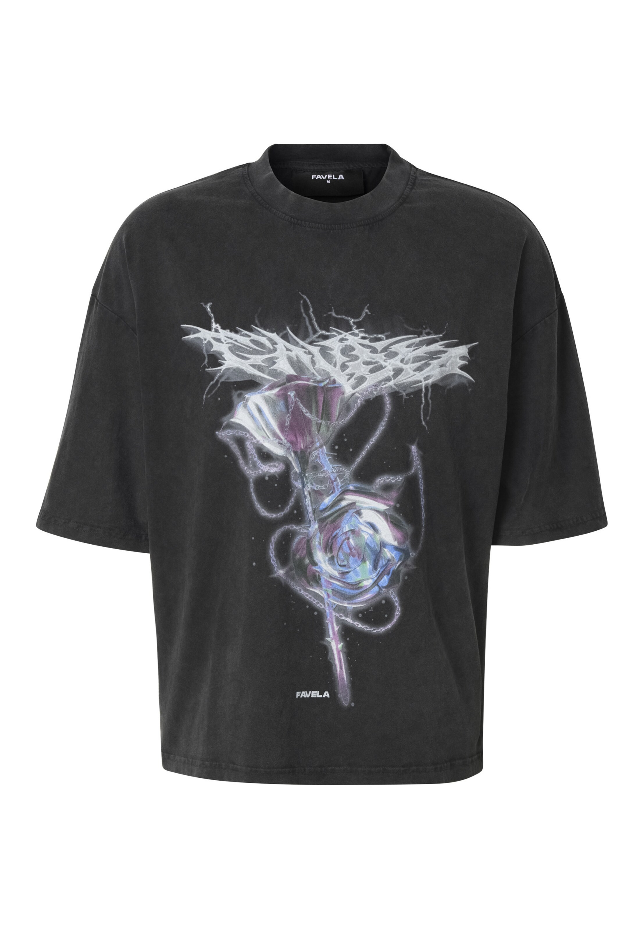 FAVELA Shirt 'Chrome Rose' in Black: front