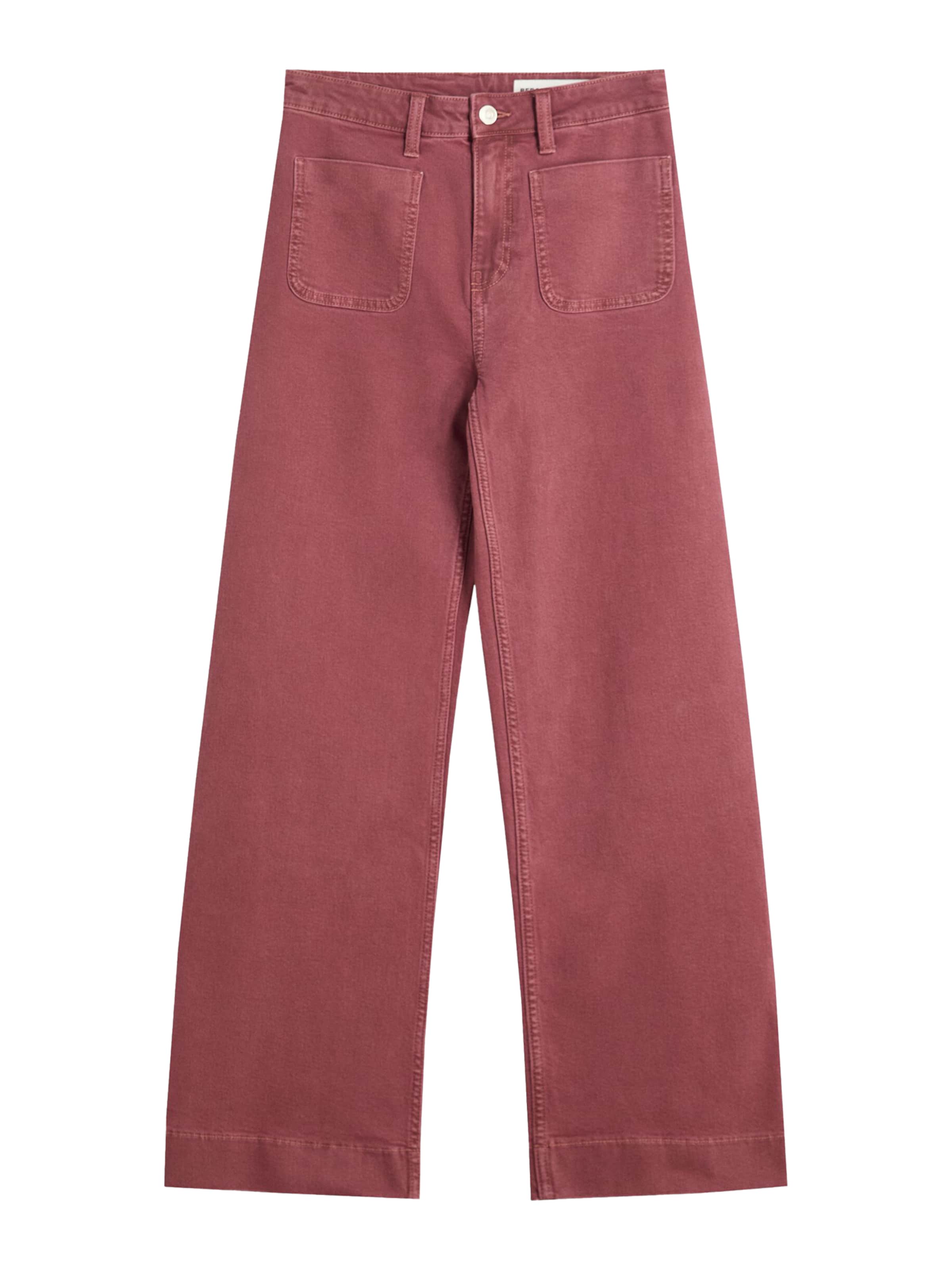 Bershka Široke hlačnice Kavbojke | rdeča barva: sprednja stran