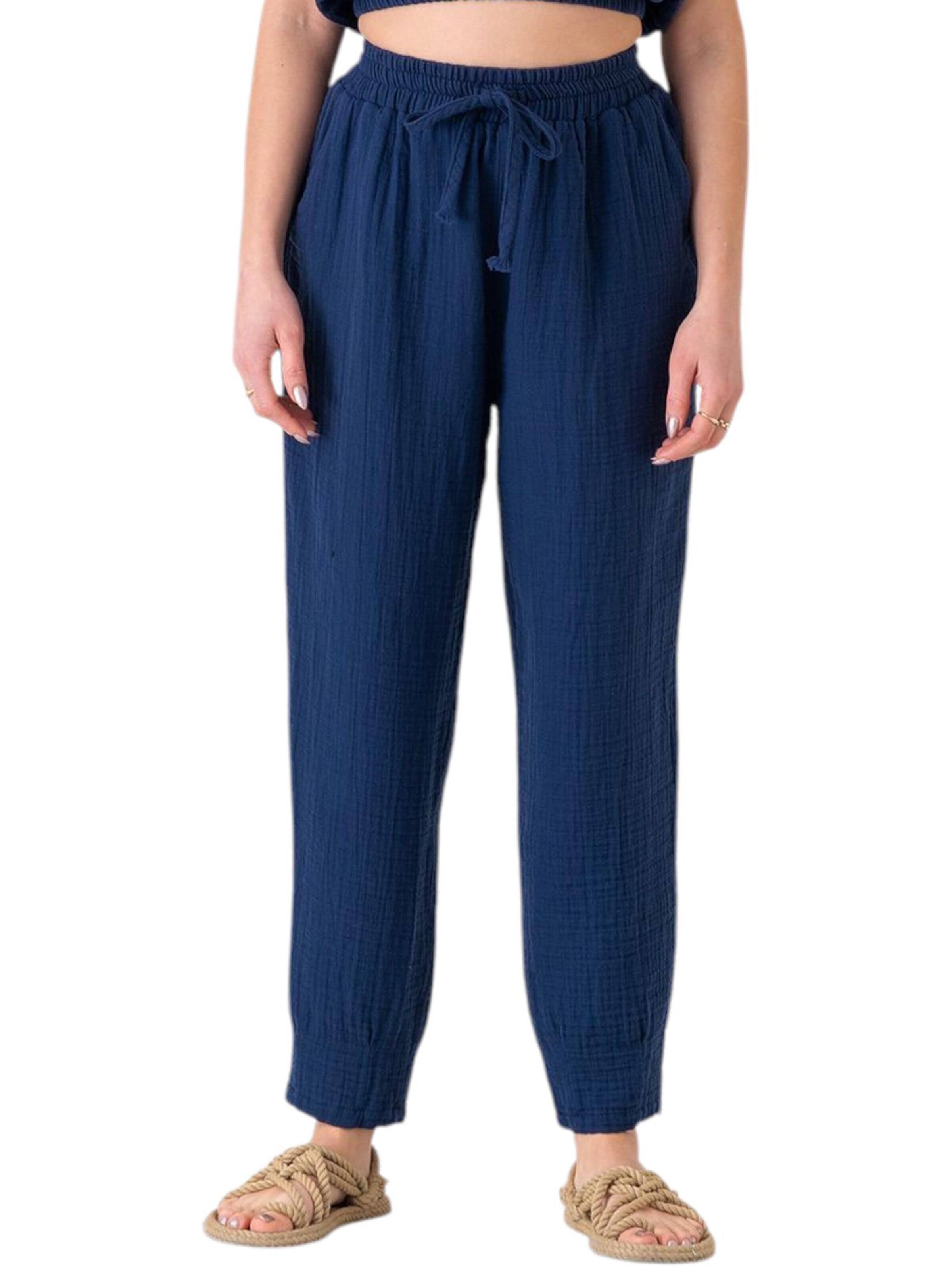 WENOR Wide leg Pants 'Eluna' in Blue: front
