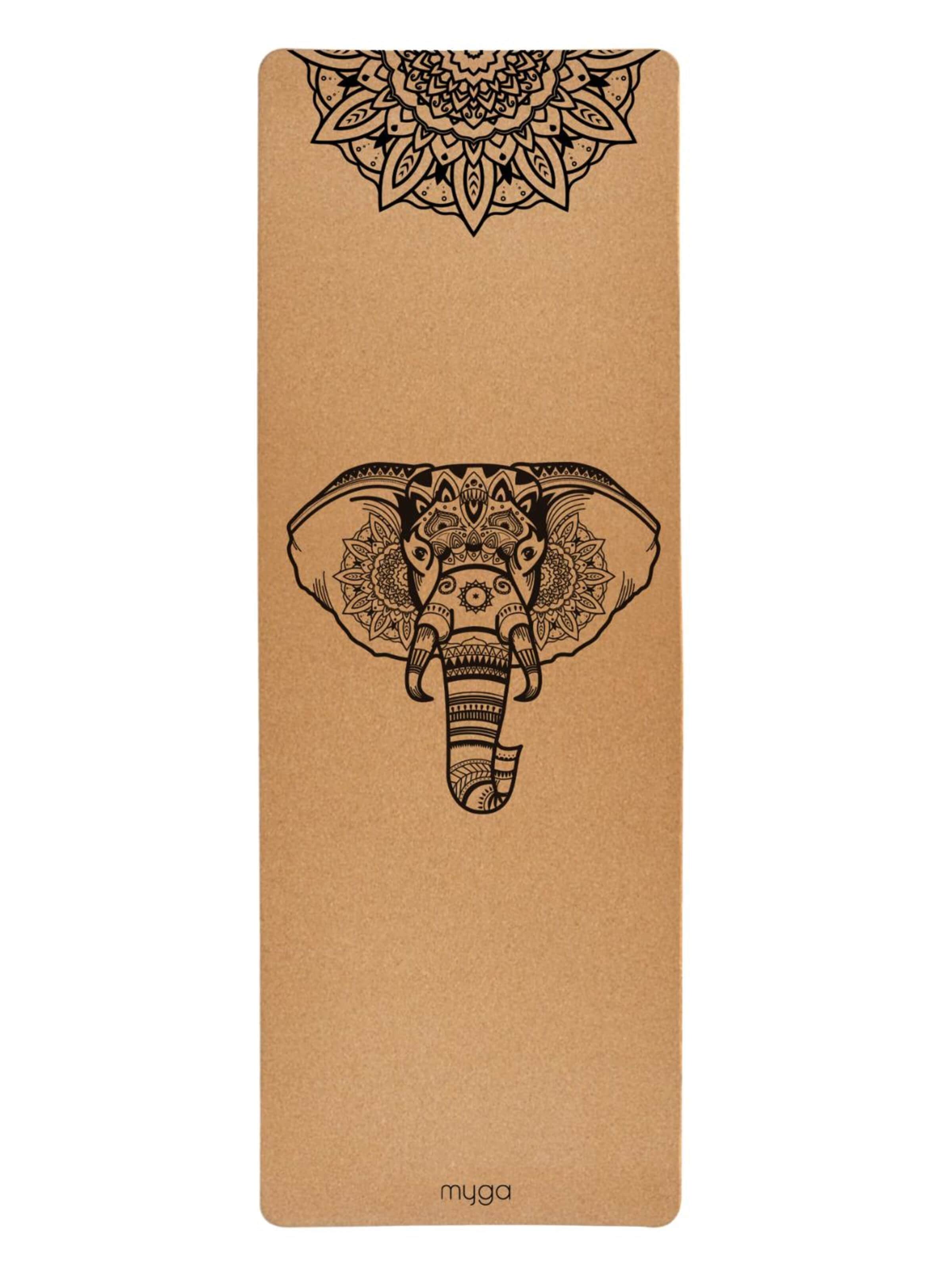 myga Mat 'Extra große Kork-Yogamatte - Elefant' in Brown: front