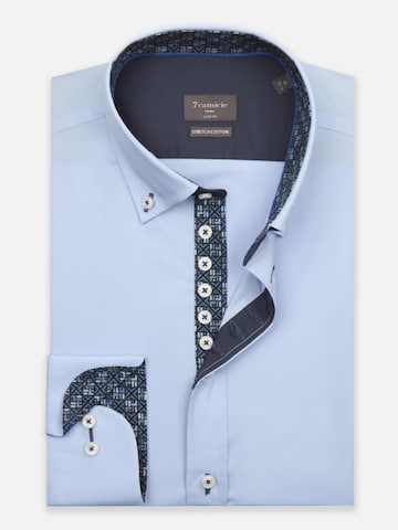 7Camicie - Ajuste estrecho Camisa de negocios 'Donatello Iconic Poplin Stretch Man Shirt Red' en azul