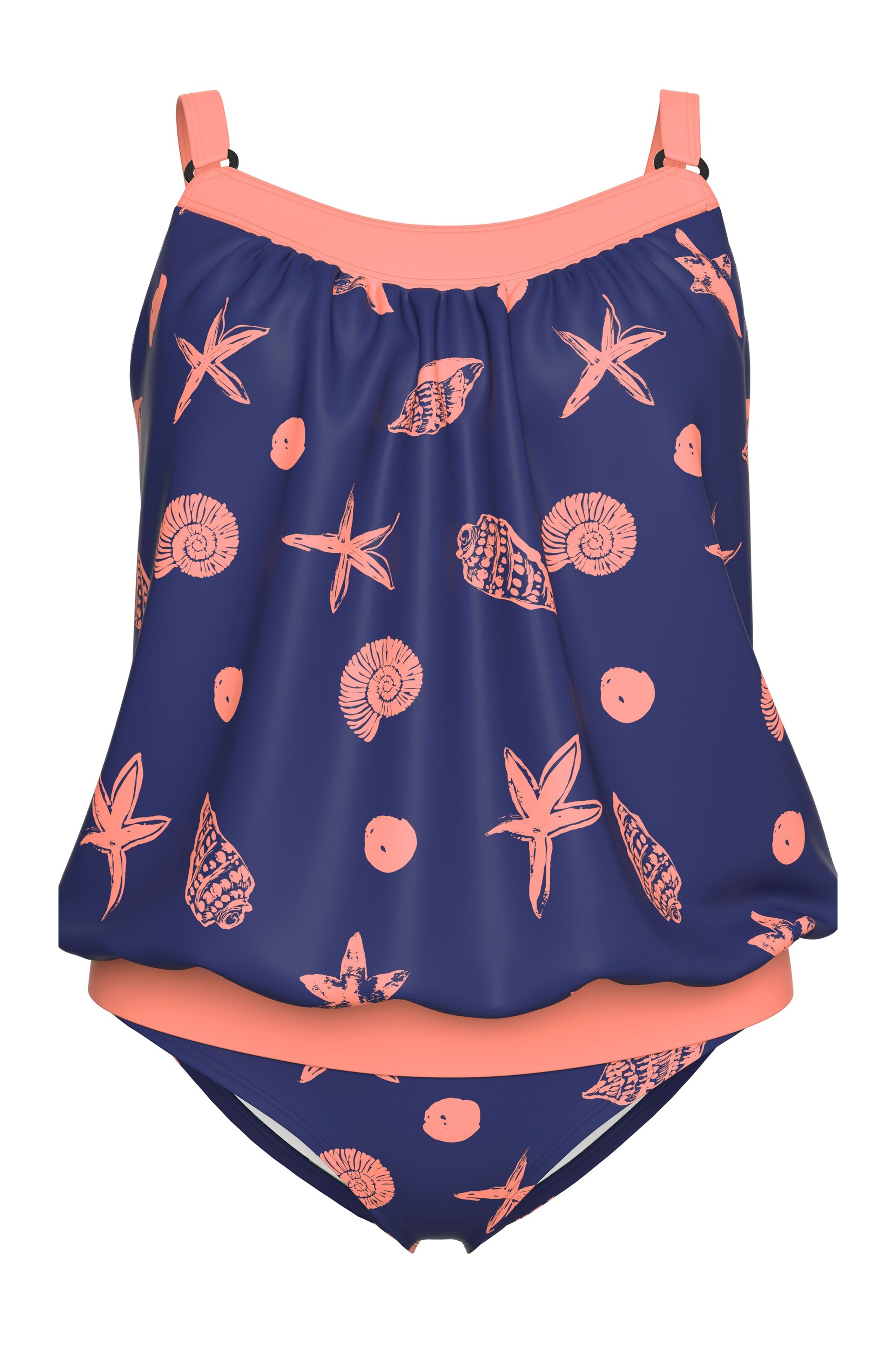 Ulla Popken T-shirt Badpak in Blauw: voorkant