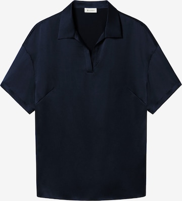 Lilysilk Bluse 'Waschbare Seiden-Charmeuse Polo-Oberteil' in Blau: Vorderseite