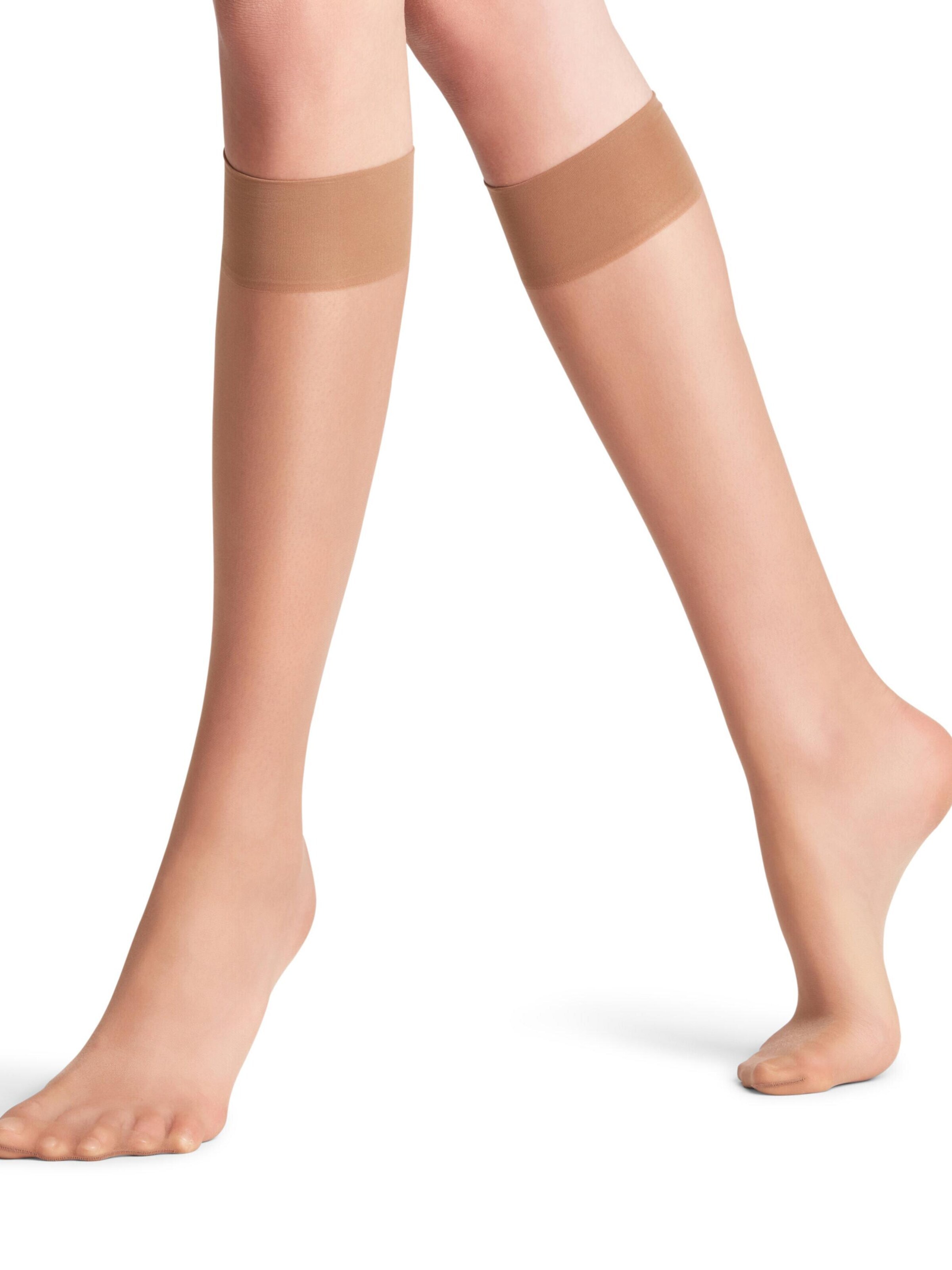 FALKE Knee High Socks 'Seidenglatt' in Yellow: front