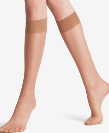 FALKE Knee High Socks 'Seidenglatt' in Yellow: front