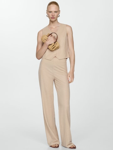 MANGO Wide leg Broek 'PEACH' in Beige