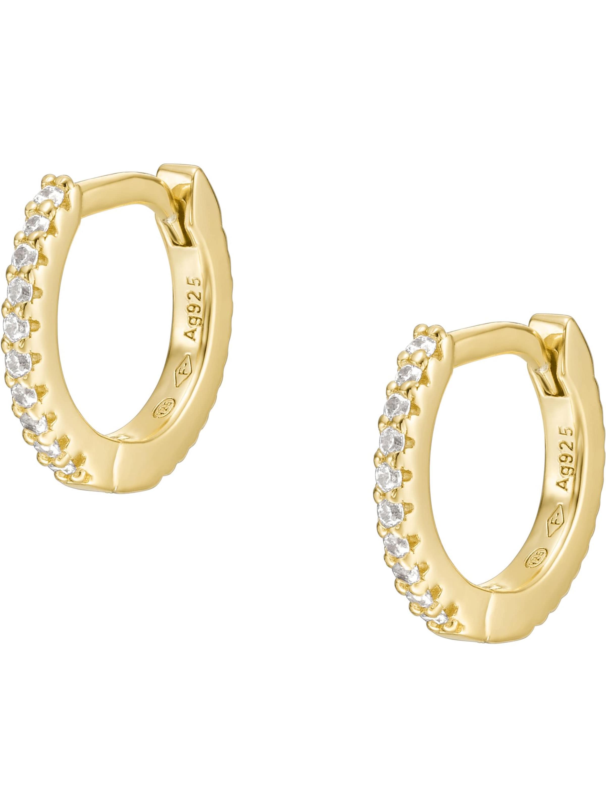 FOSSIL Обеци в злато: отпред