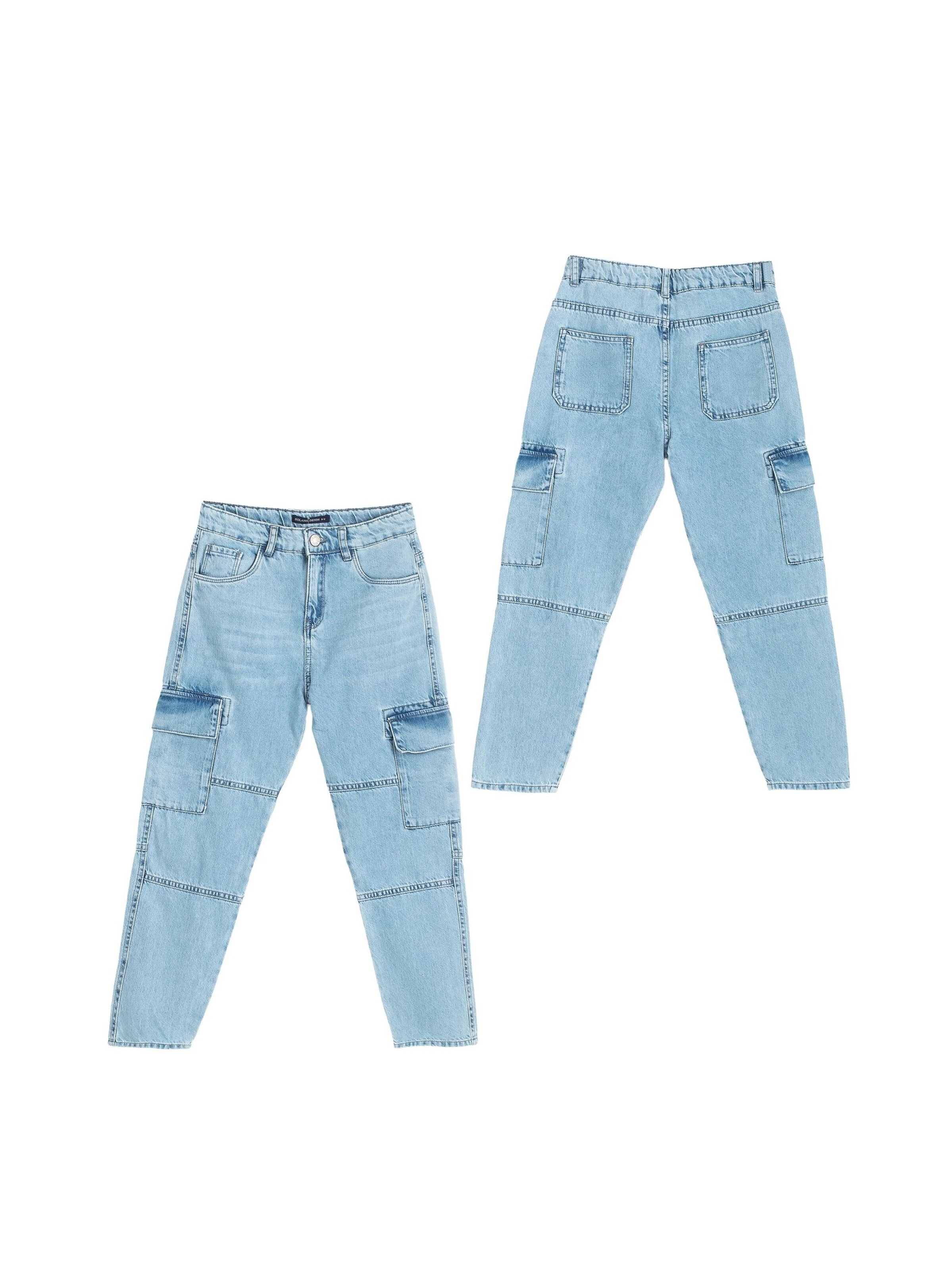 Solang Regular Hose Denim-Cargo-Jeans mit Cargotaschen in Blau