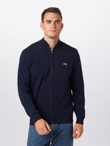 LACOSTE Regular fit Πλεκτή ζακέτα σε μπλε: μπροστά