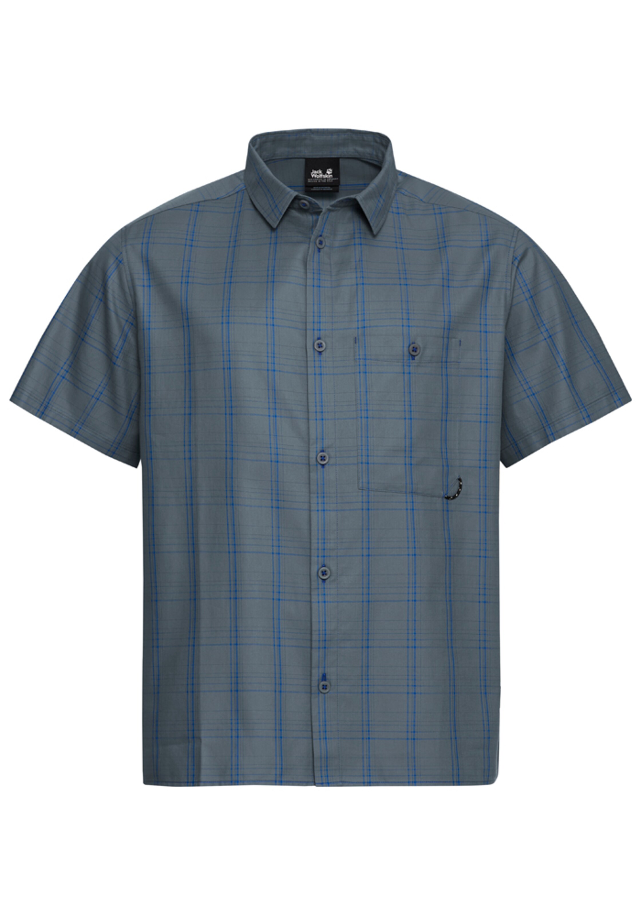 JACK WOLFSKIN Athletic Button Up Shirt in Blue: front