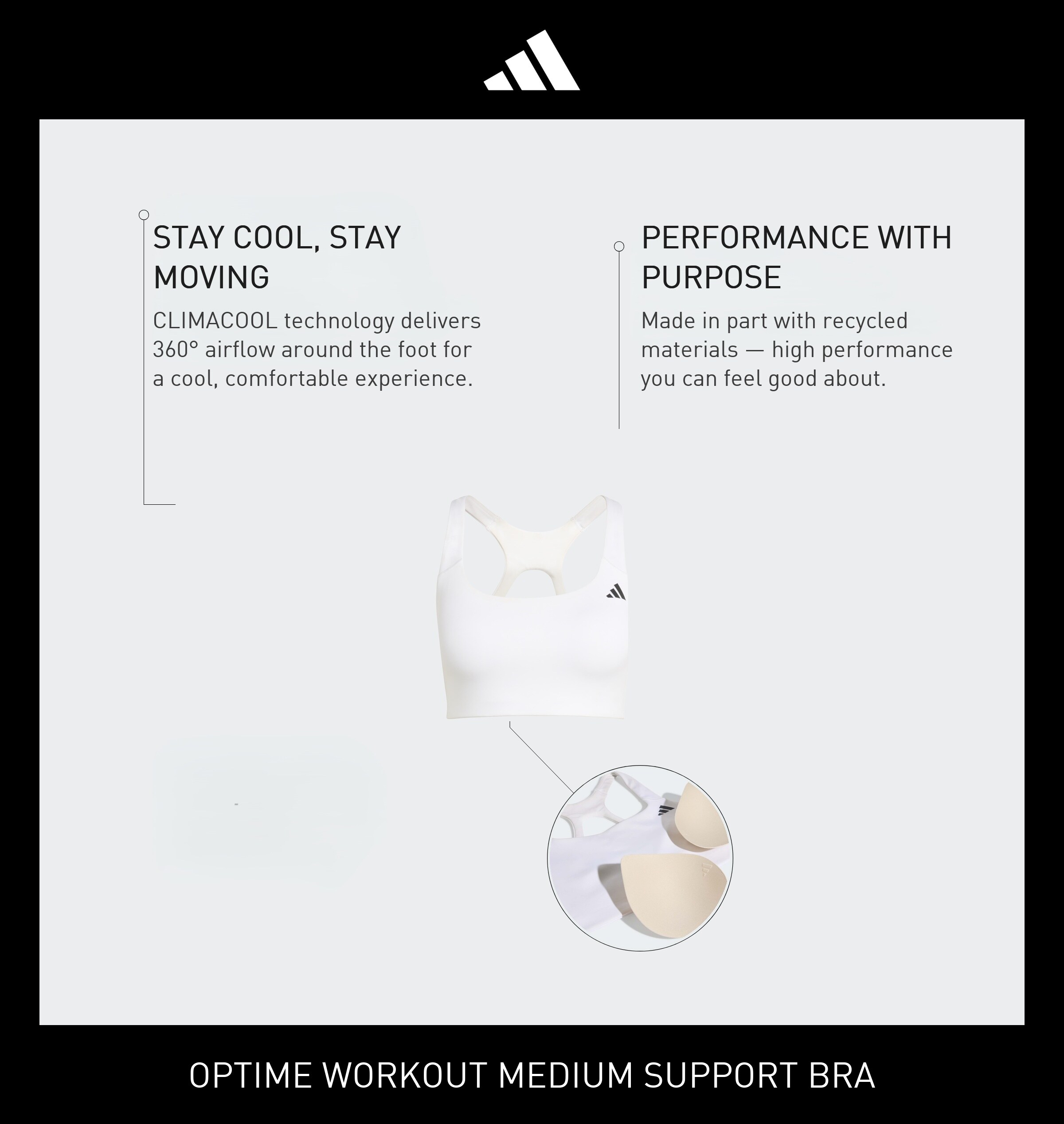 ADIDAS PERFORMANCE - Bustier Sujetador deportivo 'Optime' en blanco