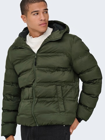 Giacca invernale 'ONSUNION' di Only & Sons in verde