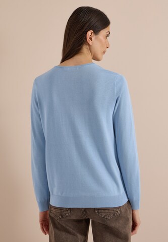 CECIL Basic Pullover mit V-Neck in Unifarbe in Blau