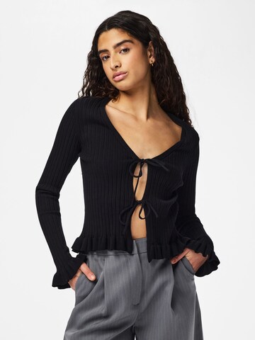 PIECES Gebreid vest 'PCRagnhild' in Zwart: voorkant