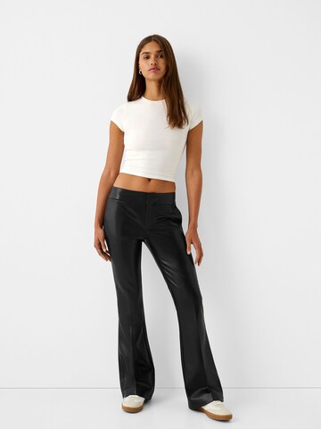 Bershka Flared Trousers with creases in Black