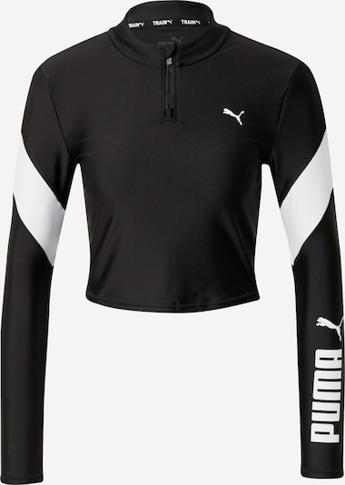 PUMA Sporta krekls 'Fit Eversculpt 1/4 Zip', krāsa - melns / balts, Preces skats
