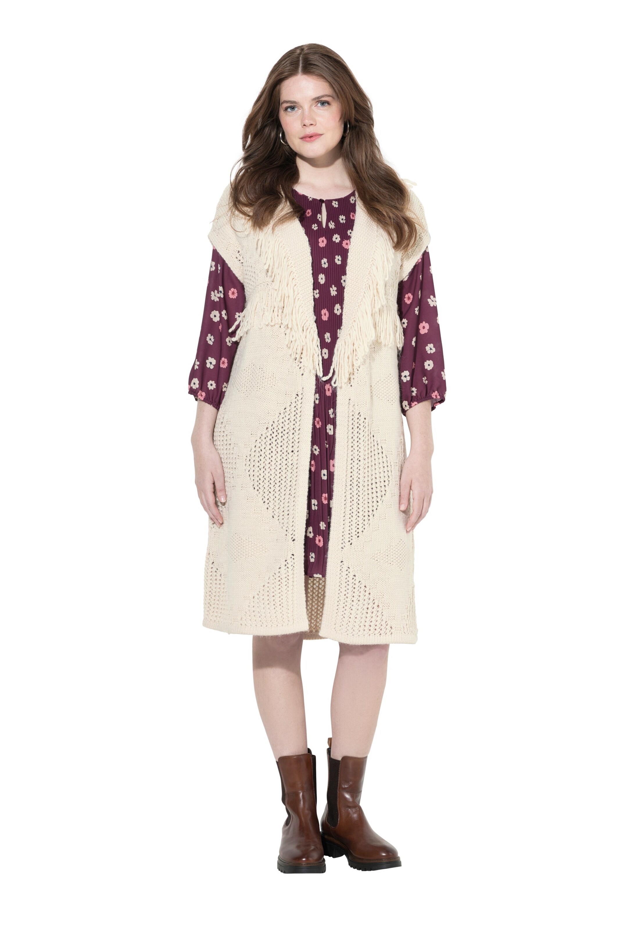 Ulla Popken Bodywarmer in Beige: voorkant