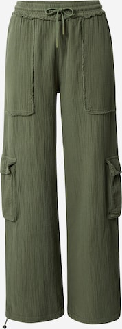 Wide Leg Pantalon cargo 'OMAHA' Résumé en vert : devant