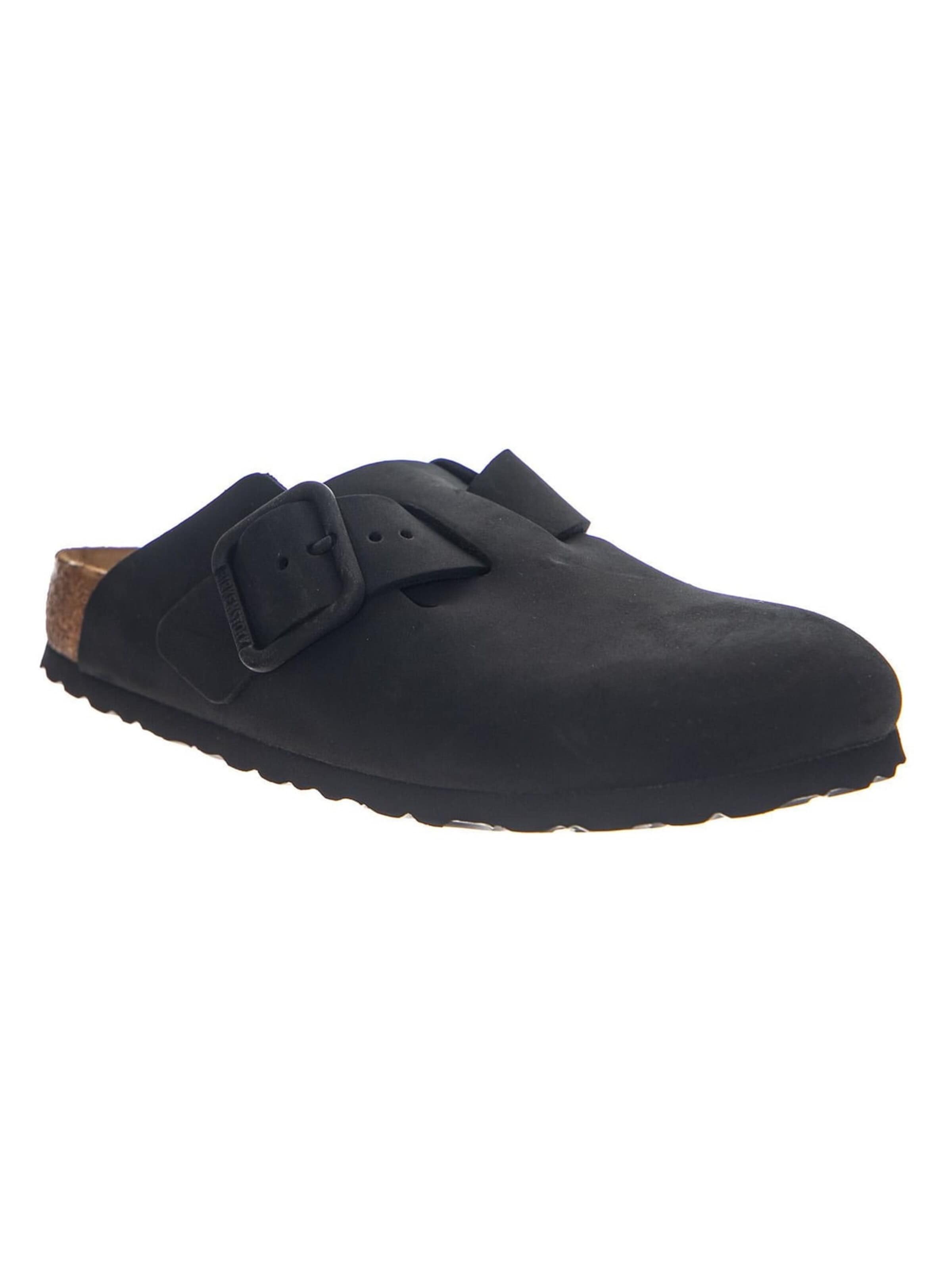 Sandalo 'BOSTON WB NUBUCK LEATHER NARROW FIT BLACK' di BIRKENSTOCK in nero: frontale