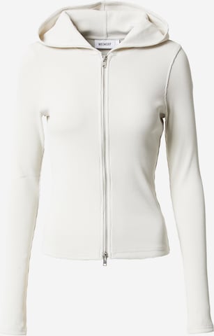 WEEKDAY Zip-Up Hoodie in White: front