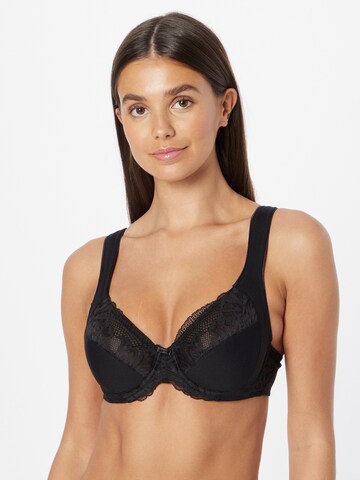 TRIUMPH T-shirt Bra 'Modern Lace+Cotton' in Black: front