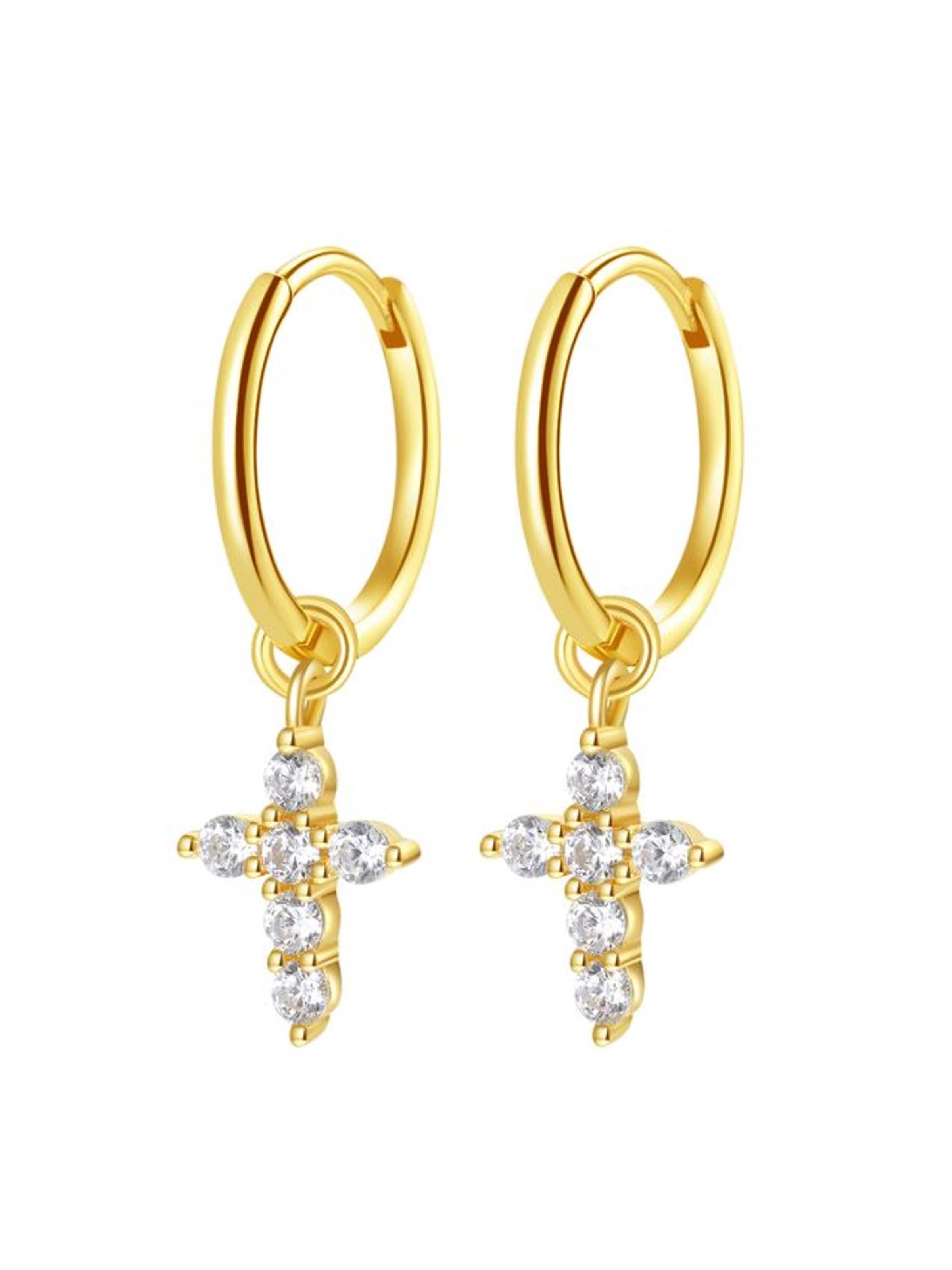 Orecchini 'Faith Whisper' di Hey Happiness in oro: frontale