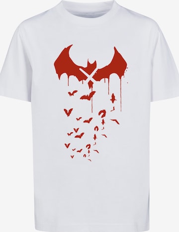 F4NT4STIC Shirt 'DC Comics Batman Arkham Knight Bats X Drip' in Wit: voorkant