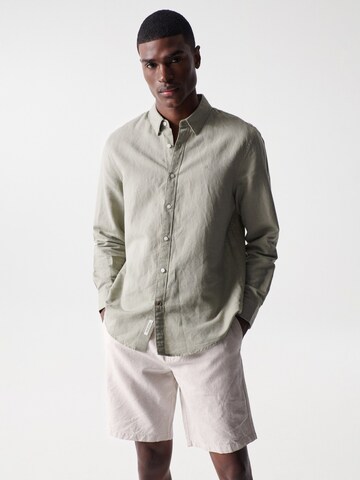 Salsa Jeans Regular fit Overhemd 'Birmingham' in Groen: voorkant